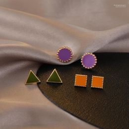 Stud 6pcs/set Korean Classic Square Round Triangle Earrings For Women Geometric Vintage Jewellery Oorbellen 2022 Arrival1