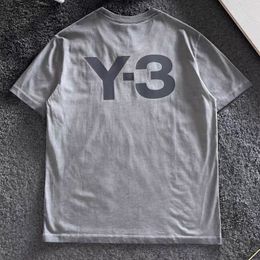 Men's and Women's Short-sleeved y3 Casual T-shirt Cotton Round Neck Loose Letter Printing Retro Light Grey T shirt