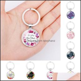 Key Rings Jewellery Bible Pendant Rosary Religious Keyfobs Fashion Handbag Car Keychains For Women Party Favours P372Fa Dhbvx