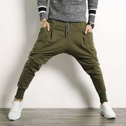 Designer Hip Hop Harem Pants Men Cotton Streetwear Casual Trousers Solid Jogger Pants Side Pocket Men Sweatpants