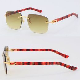 Wholesale Selling Marble Red Plank Arms Rimless Sunglasses 8300816 Large Square Sunglasses Classic pilots Metal Srame Simple Leisure Glasses High Quality Frames