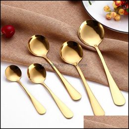 Golden Tea Spoon Stainless Steel Mini Gold Coffee For Milk Small Dinnerware Tableware Kitchen Dining Tools Lx0090 Drop Delivery 2021 Spoons