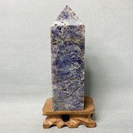 Decorative Objects & Figurines 507g Sphalerite Geode Hexagonal Pagoda Obelisk Purple Striped Gemstone Crystal And Stone Healing Witchcraft A
