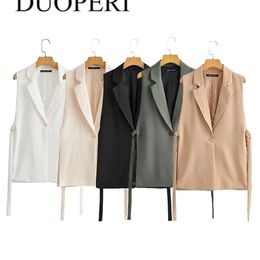 DUOPERI Jacket Women Blazer Gilet Sleeveless Vest Fashion Casual Streetwear Woman Waistcoat Tops veste femme L220812
