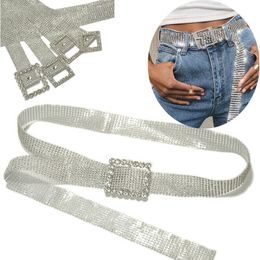Belts 120cm Women's Bling Crystal Belt Waist Chain Full Diamond Rhinestone Luxury Large Party BeltBelts