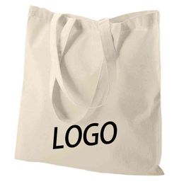 Custom size Eco-friendly reusable recycled 8oz 10oz 12oz women tote handled shopping cotton canvas bag