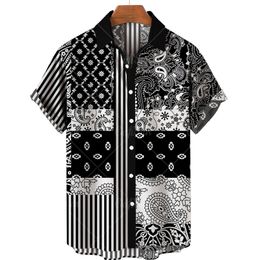 s Clothing 3D Hawaiian Fashion Cashew Flower Geometric Printed s Singlebreasted Shirt For Men Tops 220707