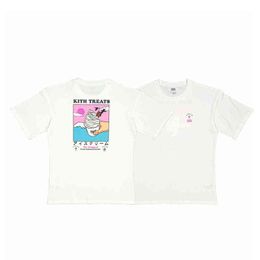 Summer Kith Limited Short Sleeve T-shirt Paper Cup Ice Mt. Fuji Brooklyn Bridge Print Oil PaintT220721
