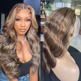 Lace Front Wigs Highlight Indian Body Wave Human Hair 13x4 Ombre Coloured Honey Blonde Wig 130%