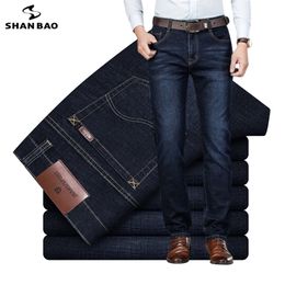 SHAN BAO autumn and spring brand high-quality high-waist fitted straight-leg jeans classic style business men's slim 220328