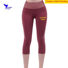 Custom Sport Women Fitness Running Yoga Pants 3 4 Quick Dry Elastic Push Up Leggings Workout Capris Tights Gym Trousers 220608