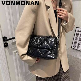 Evening Bag Quilted Messenger Padded with Down Cotton Women Space Shoulder s Female Winter Branded Trending Chain Handbags and Purses 0623