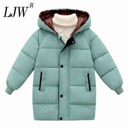 Russia Winter Boys Girls Winter Duck Down Children Thickening Warm Down Jackets Long Large Fur Hood Outerwear Jackets 3-10yrs J220718