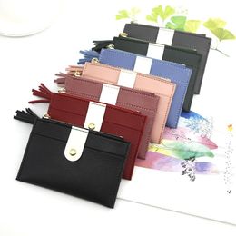 Card Holders Women Short Wallets Hasp Holder Po Coin Change Pocket Zipper Tassels Ladies Clutch Bag Female Purse Credit Mini Handbag
