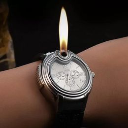 Tändare Titta på Style Metal Open Flame Creative Men's Sports öppnar Flame Watchs Uppblåsbara justerbara fmale -inneslutnaorinventorier