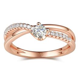 Cluster Rings Rose Gold Plated Moissanite Ring 0.3CTW Engagement Test Positive Band Diamond Wedding Jewellery For BrideCluster ClusterClusterC