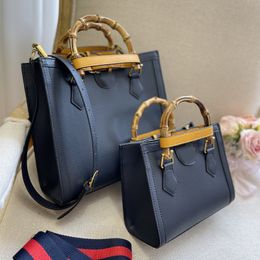Италия Diane Mini Tote сумка дизайнер женские сумки Bamboo ручки двойной буквы блестящие антикварные золотые аппаратные моды кошельки изготовленные кожаные холста