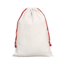 DHL20pcs Stuff Sacks Sublimation DIY White Blank Canvas Christmas Santa Claus Gift Drawstring Bags Size 29x37cm