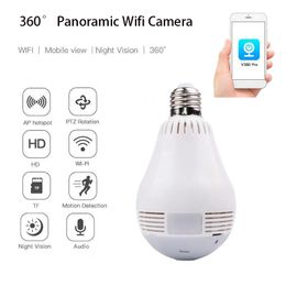 Light Bulb Camera WiFi IP Cam 360 Degree Panoramic Home HD 2.0MP Remote V380 Pro APP Monitor Security Video Surveillance Audio CCTV Camears E27 Port