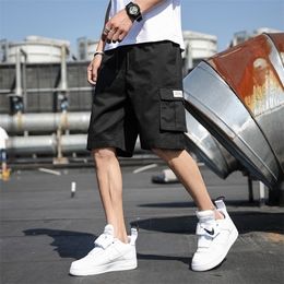 Summer Casual Shorts Solid Colour Letters Multi-Pocket Fashion Men Work Plus Size Beach Cargo M-7Xl 220318