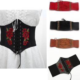 Belts Retro Wide Elastic Stretch Belt Tassel Lace Up Corset Waist Waistband Velvet Bandage Ladies Dress Decoration AccessoriesBelts