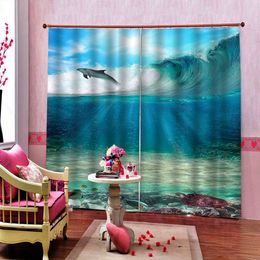 European style Curtain Customise surf dolphin 3D Window Curtains For Living Room Bedroom blackout curtains decoration cortinas para salon 2 piezas