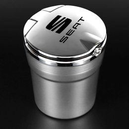 1Pcs Car Creative Personality ashtray For FR Ibiza 6l 6j 6p Leon Altea MK3 With Led Lights cigarette dustbin 220523