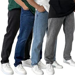 Jeans Longgar per Pria Merek Celana Lebar Lurus dengan Saku Samping Pakaian Pria Celana Panjang Jogging Hitam Pria Hip Hop 220817
