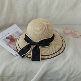 Women Seaside Vacation Sunscreen Hat Summer Fashion Ribbon Bowknot Hats Sunshade Foldable Beach Caps