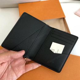 Top quality 6 color Genuine Leather Purse card holder Luxurys designer wallet Men Women's Holders faishion Coin Black La264j