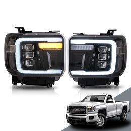 Auto Parts Head Lights For GMC Sierra 1500 14-18/Sierra 2500HD 3500HD 15-19 LED Dynamic Turn Signal High Beam Daytime Lights