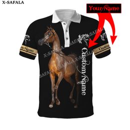 Custom Name Love Horse Beautiful Horses Animal 3D Printed Men Women Thin Polo Shirt Collar Short Sleeve Street Wear Casual Tee 8 220704