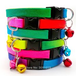 Wholesale Rainbow Colllar with Bells For Dog Cat Adjustable pet dog kitten puppy collar necklace for LJ201109