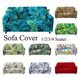 Tropical Elastic Sofa Cover For Living Room Chaise Lounge Sectional Couch Corner Slipcover 1 2 3 4 Seaters 220615