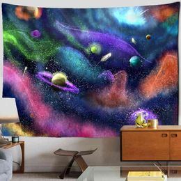 Tapestry Aurora Forest Landscape Painting Carpet Wall Hanging Bohemian Style Ps