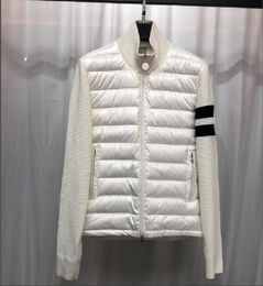 Cappotto da uomo con colletto alla coreana Piumino in lana lavorato a maglia con giunture Capispalla bianco nero Colore Taglia M-XL