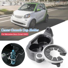 Car Organiser Console Cup Holder 2 Slots+1 Swivel Tray Seat For Smart Fortwo Made Of ABS Material, Sturdy And Durable.