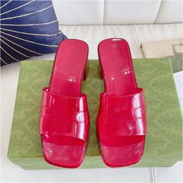 Brand woman slipper designer lady Sandals summer jelly slide high heel slippers luxury Casual shoes Womens Leather Alphabet beach slippe