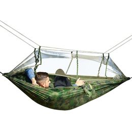 Camp Furniture Outdoor Hammock With Mosquito Net Can Hold 300kg Super Strong Hanging Tree Straps For Hiking Climb Travel CampingCamp