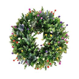 Decorative Flowers & Wreaths Wildflower Wreath Versatile Decor Farmhouses Colourful Cottage Beautiful Artificial Spring And Summer Home Decor