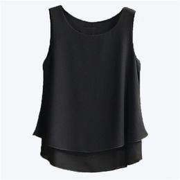 Summer Tops Women's Blouse Arrival Summer Sleeveless O-Neck Chiffon Blouse Plus Size 5XL 4XL Casual Shirt For Girl Shir 210326
