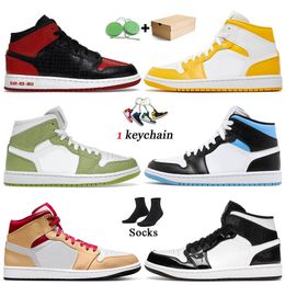 2024 Top Quality Jumpman 1 University Blue Gold 1s Basketball Shoes For Women Mens Chicago Reimagined Visionaire Bred Text Green Python Cactus
