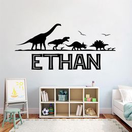 Personalized Name Custom Wall Decal Jurassic Park Dinosaur Vinyl Stickers for Boys Bedroom Decoration Art Fashion Poster189B
