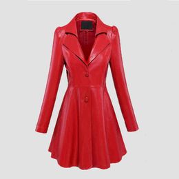 Nerazzurri Spring Fit and Flare Soft Faux Leather Coat Notched Lapel Long Puff Sleeve Autumn Skirted Black Eed Light Blazer 2022 L220728