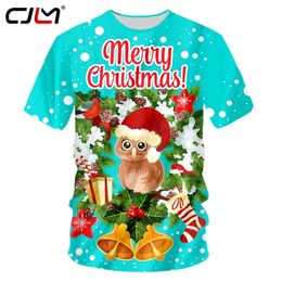 Mens Christmas T Shirt 3D Printed Lovely Owl Bell Clothing Man Casual O Neck Tshirt 220623