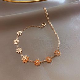 Link Chain Ins Niche Design Simple Daisy Bracelet Small Petals Girlfriends Sisters Female Students Net Red Temperament Trum22