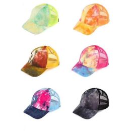 other home garden tie dye ponytail baseball caps washed trucker hats 6 styles outdoor visor cap