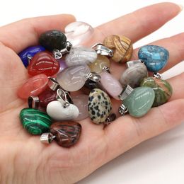 2 pcs pedra natural ágatas coração forma claro Quartz pingente para colar brinco jóias fazendo mulheres presente 16x16mm