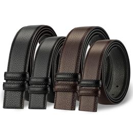 Belts Pure Cowhide Double Stitching Belt Strap Round Hole No Buckle Genuine Leather High Quality Without 3.4cm WidthBelts