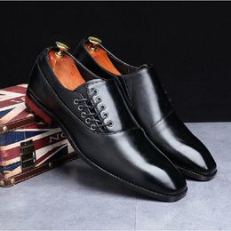 New Men Dress Wedding Slip-On Buckle Strap Shoes Italian Style Designer Loaer Casual Business Leather Pointed Toe